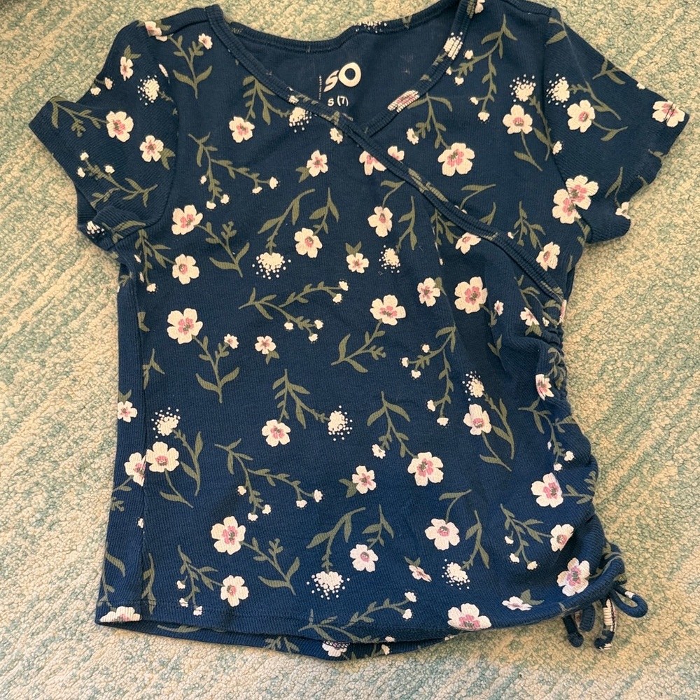 SO Navy Floral Kids Tee